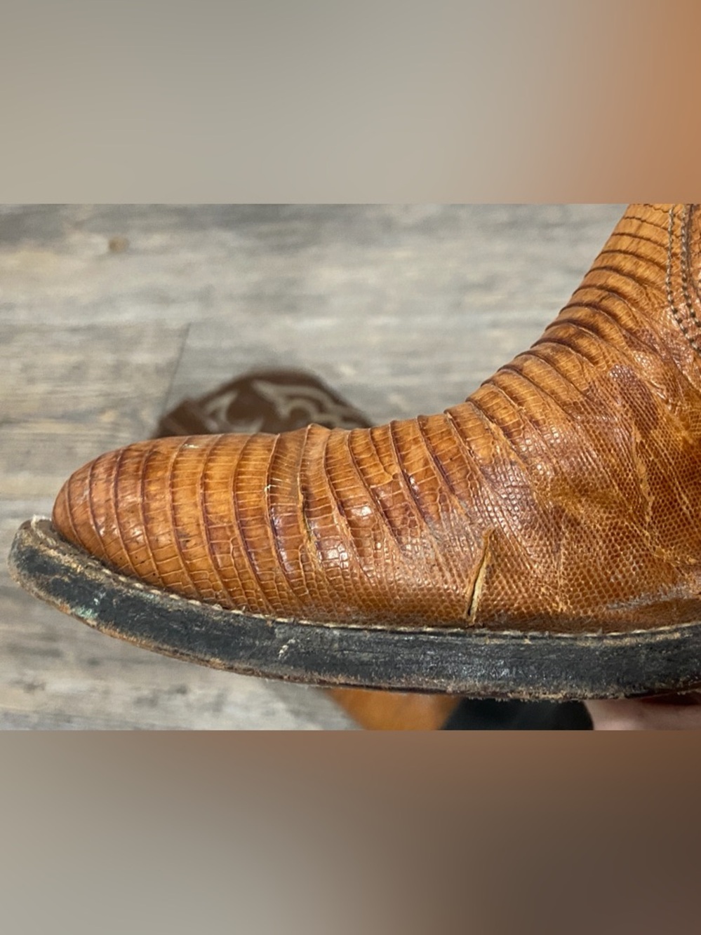 VTG Tony Lama Exotic Lizard Cowboy Brown Boots Size 8B Style 8006 Western Rodeo - Picture 13 of 13